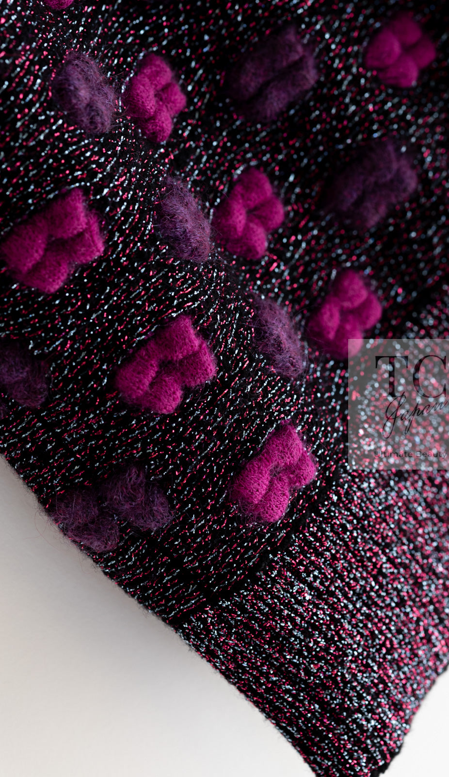 CHANEL 14A Purple Pink Violet Wool Mohair Ribbon Lips Knit Sweater 38 シャネル パープル マジェンタ リボン リップ ウール モヘア ニット セーター 即発