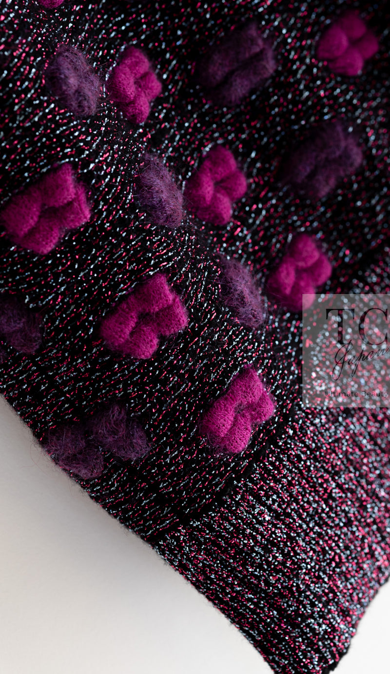 CHANEL 14A Purple Pink Violet Wool Mohair Ribbon Lips Knit Sweater 38 シャネル パープル マジェンタ リボン リップ ウール モヘア ニット セーター 即発