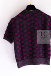 CHANEL 14A Purple Pink Violet Wool Mohair Ribbon Lips Knit Sweater 38 シャネル パープル マジェンタ リボン リップ ウール モヘア ニット セーター 即発