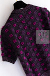 CHANEL 14A Purple Pink Violet Wool Mohair Ribbon Lips Knit Sweater 38 シャネル パープル マジェンタ リボン リップ ウール モヘア ニット セーター 即発