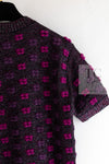CHANEL 14A Purple Pink Violet Wool Mohair Ribbon Lips Knit Sweater 38 シャネル パープル マジェンタ リボン リップ ウール モヘア ニット セーター 即発