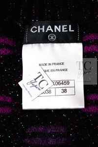 CHANEL 14A Purple Pink Violet Wool Mohair Ribbon Lips Knit Sweater 38 シャネル パープル マジェンタ リボン リップ ウール モヘア ニット セーター 即発