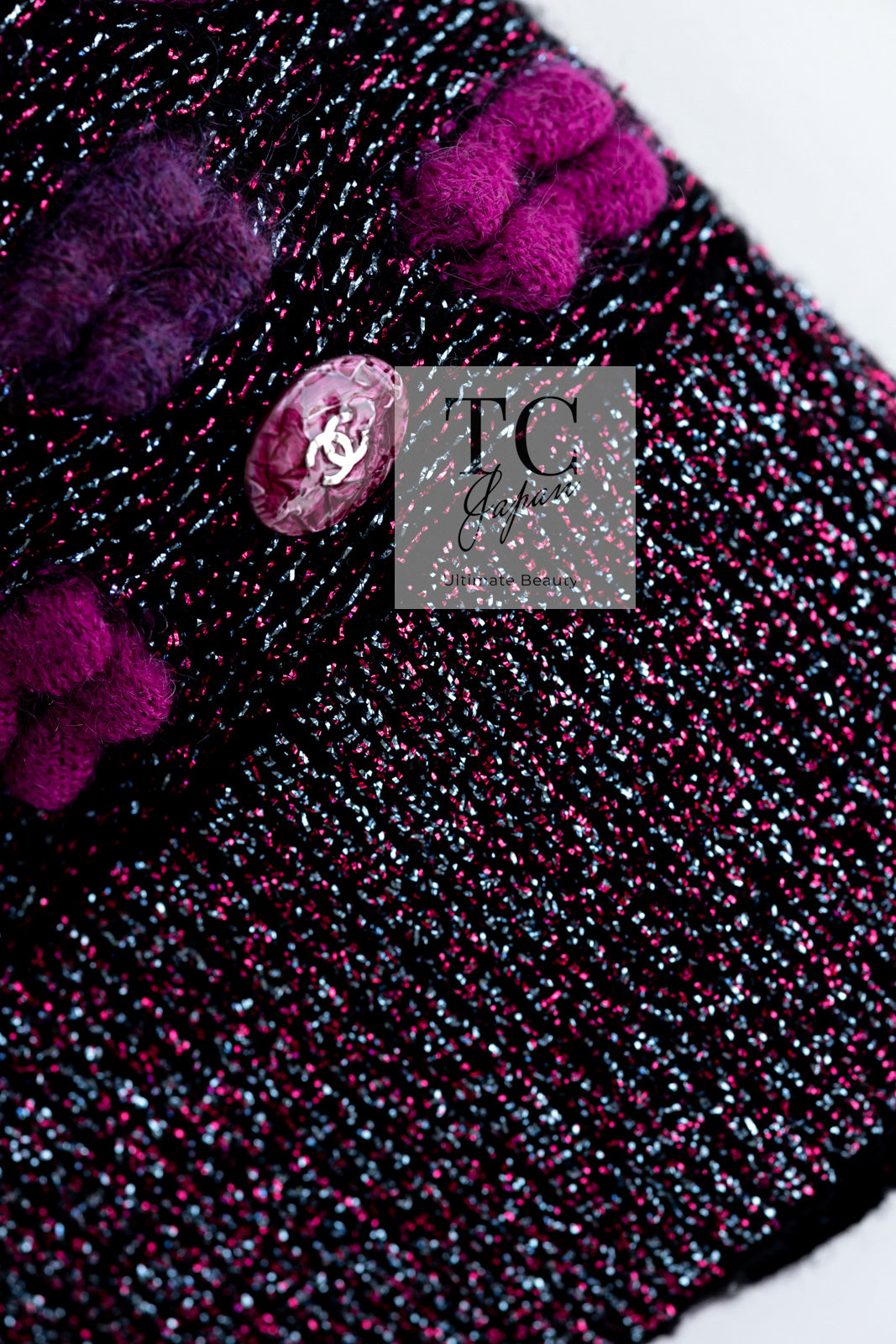 CHANEL 14A Purple Pink Violet Wool Mohair Ribbon Lips Knit Sweater 38 シャネル パープル マジェンタ リボン リップ ウール モヘア ニット セーター 即発