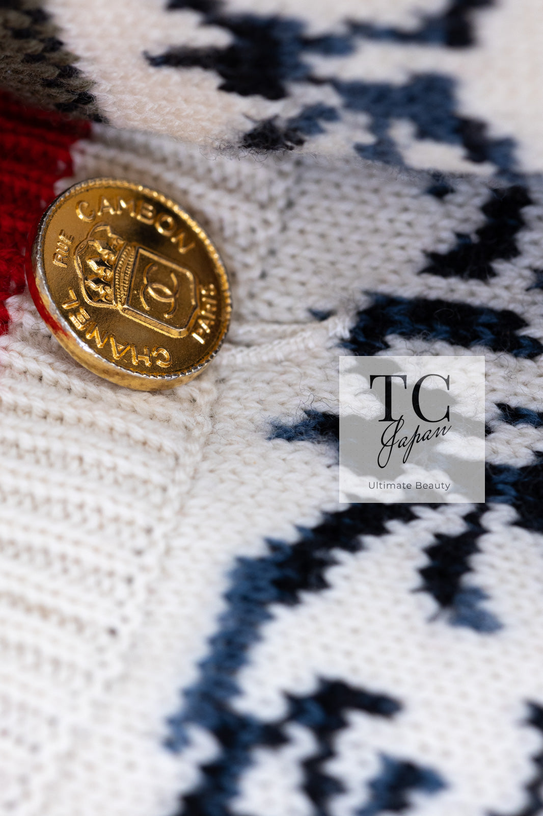 シャネル ヴィンテージ 貴重 アイボリー レッド マルチカラー CC