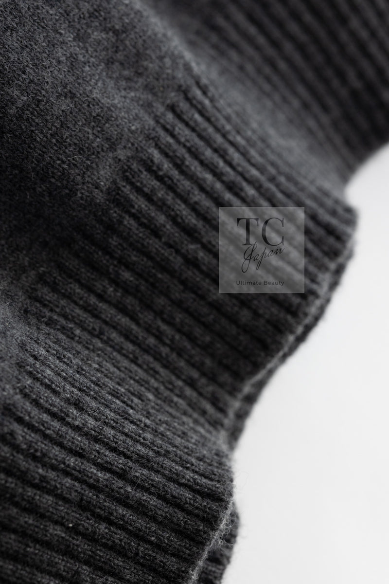 CHANEL 17B Gray GABRIELLE COCO Cashmere 100% Soft Knit Sweater 38 40 42 シャネル グレー ガブリエル ココ カシミヤ 100% ニット セーター 即発