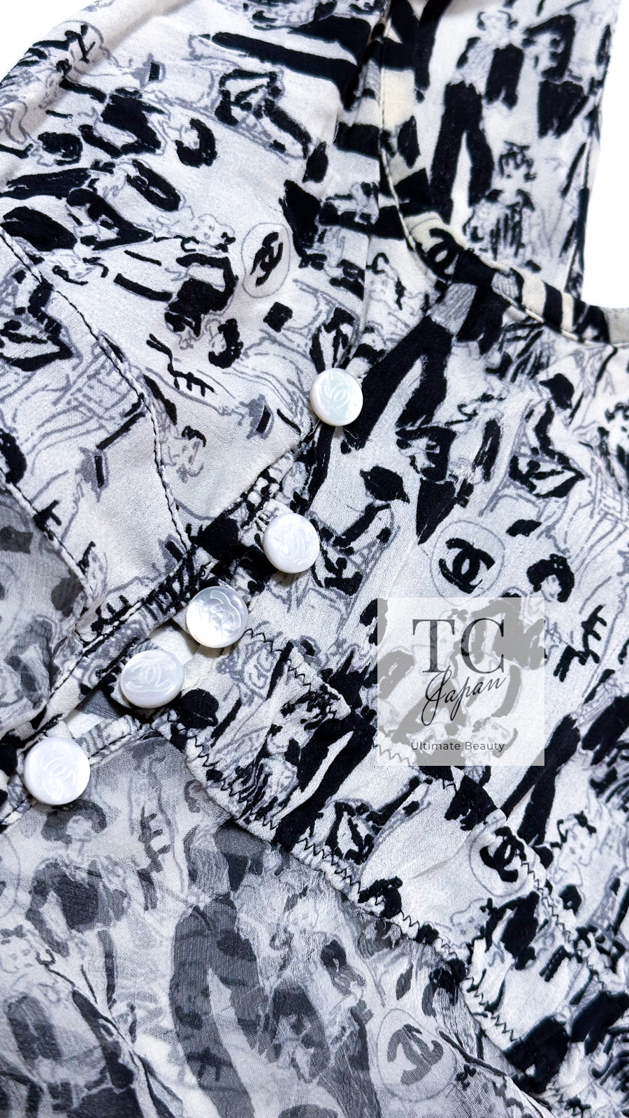 シャネル チュニック カットソー CHANEL アイボリー ブラック CC シャネル チュニック カットソー CHANEL アイボリー ブラック CC