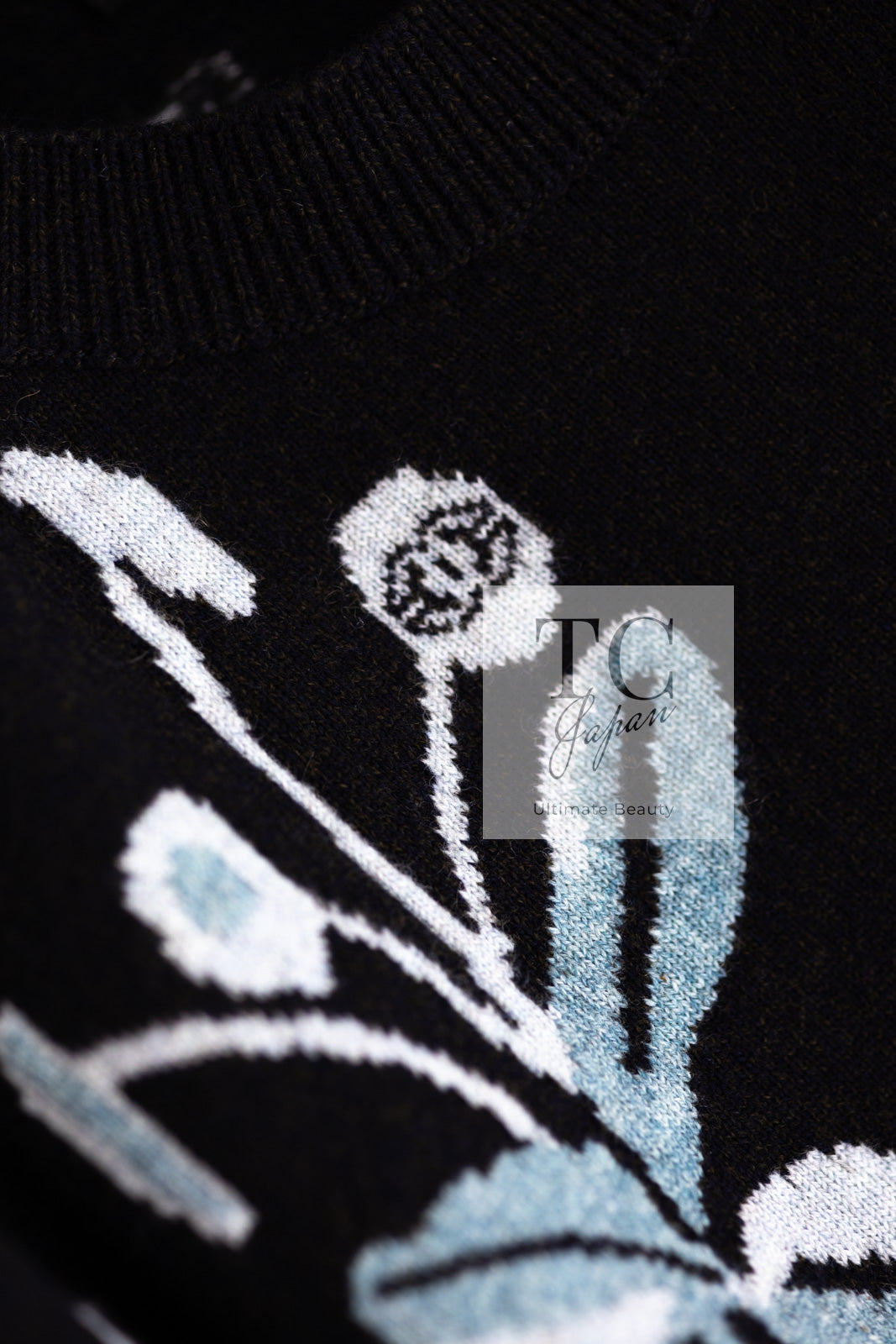 シャネル セーター CHANEL ブラック マルチカラー 花柄 カシミア
