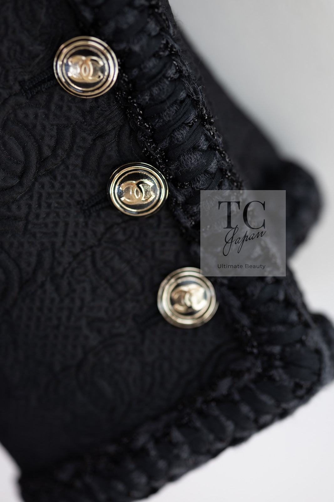 シャネル ジャケット CHANEL ブラック CC ロゴ メティエダール 21PF