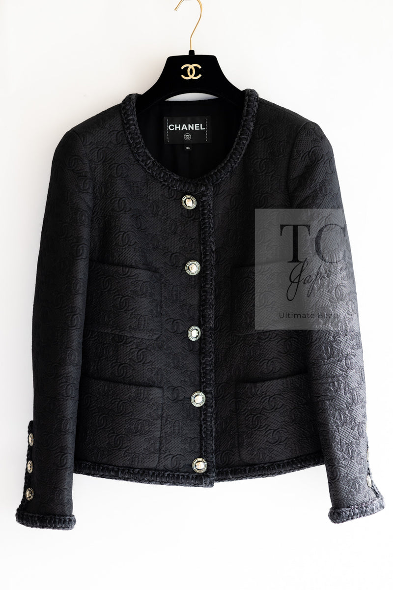 CHANEL 21PF Black CC Logo Metiers D’art Jacket 34 36 シャネル ブラック CC ロゴ メティエダール ジャケット 即発