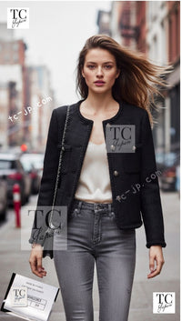 CHANEL 21PF Black CC Logo Metiers D’art Jacket 34 36 シャネル ブラック CC ロゴ メティエダール ジャケット 即発