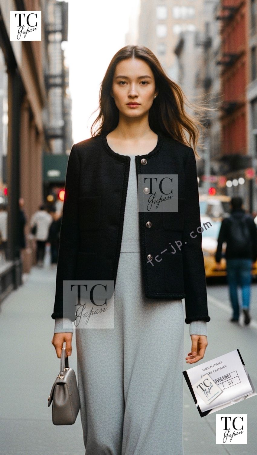 CHANEL 21PF Black CC Logo Metiers D’art Jacket 34 36 シャネル ブラック CC ロゴ メティエダール ジャケット 即発