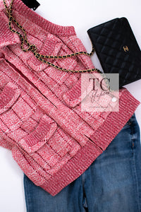 CHANEL 01S Red Linen Tweed Sequin Trim Vest Tops 38 シャネル レッド リネン ツイード スパンコール トリム ベスト ジレ トップス 即発