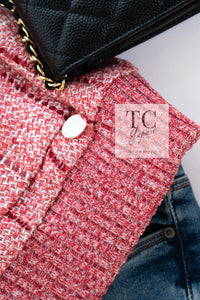 CHANEL 01S Red Linen Tweed Sequin Trim Vest Tops 38 シャネル レッド リネン ツイード スパンコール トリム ベスト ジレ トップス 即発
