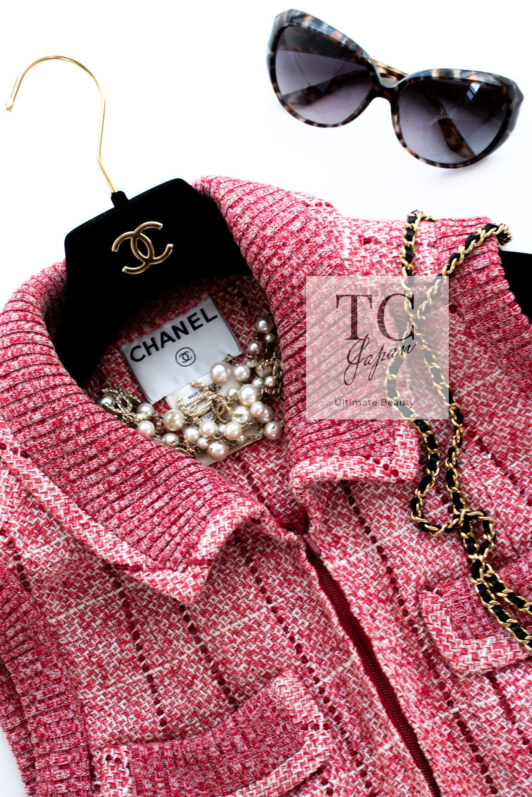 CHANEL 01S Red Linen Tweed Sequin Trim Vest Tops 38 シャネル レッド リネン ツイード スパンコール トリム ベスト ジレ トップス 即発