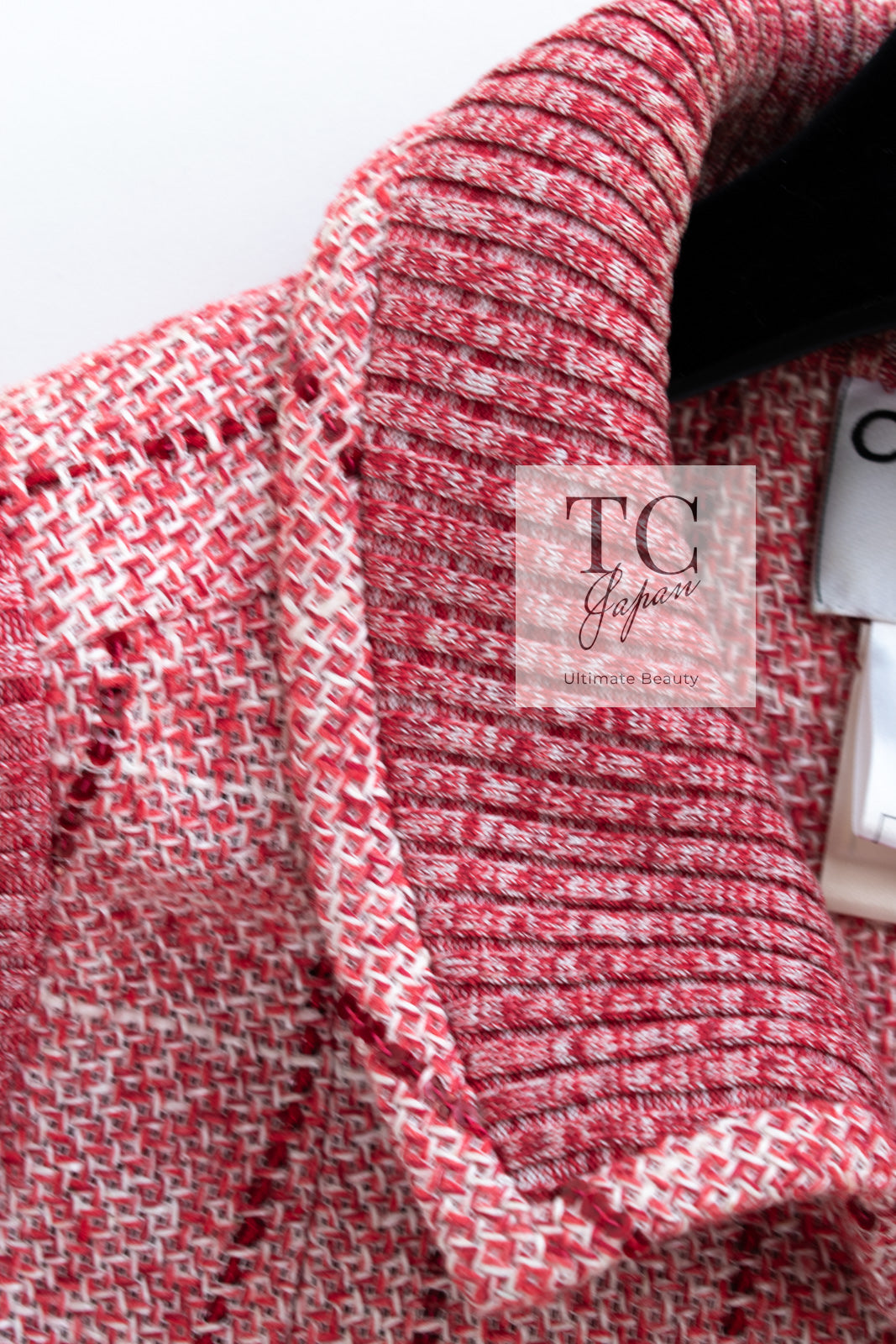 CHANEL 01S Red Linen Tweed Sequin Trim Vest Tops 38 シャネル レッド リネン ツイード スパンコール トリム ベスト ジレ トップス 即発