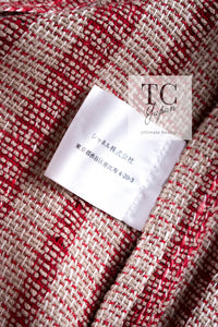 CHANEL 01S Beige Red Knit Sequin Vest Tops 38 シャネル ベージュ レッド スパンコール ニット ベスト トップス 即発