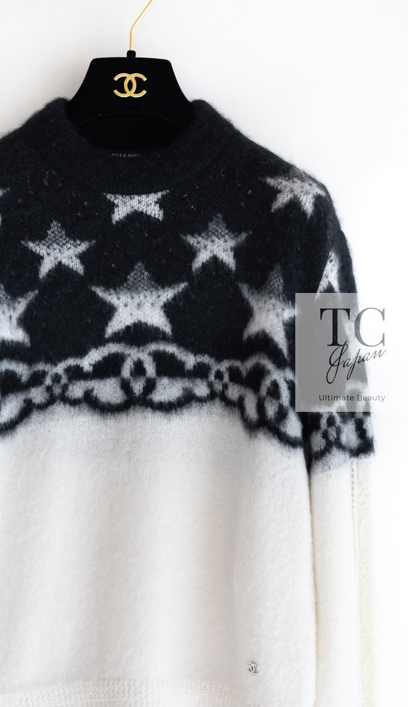 CHANEL 23N Black Ivory Cashmere CC Logo Knit Sweater 36 シャネル ココ ネージュ ブラック アイボリー ココマーク カシミヤ ニット セーター 即発