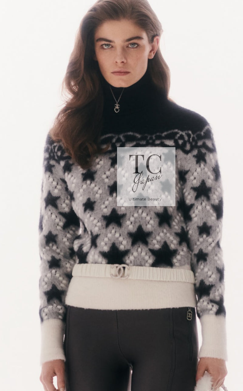 CHANEL 23N Black Ivory Cashmere CC Logo Knit Sweater 36 シャネル ココ ネージュ ブラック アイボリー ココマーク カシミヤ ニット セーター 即発