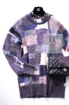 CHANEL 12A Purple Nylon Wool Cashmer Knit Sweater 48 シャネル パープル ナイロン ウール カシミヤ ニット セーター 即発