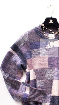 CHANEL 12A Purple Nylon Wool Cashmer Knit Sweater 48 シャネル パープル ナイロン ウール カシミヤ ニット セーター 即発