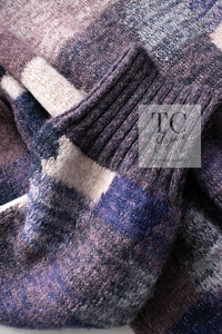 CHANEL 12A Purple Nylon Wool Cashmer Knit Sweater 48 シャネル パープル ナイロン ウール カシミヤ ニット セーター 即発