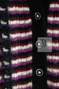 CHANEL 23PA Black Purple Burgundy Alpaca Cashmere Knit Cardigan 36 38 シャネル ブラック パープル バーガンディー ニット カーディガン 即発