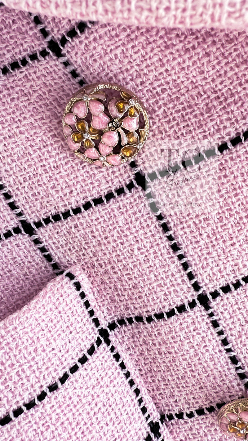 CHANEL 24S Pink Check Gripox Buttons Wool Tweed Jacket Tops Vest 38 シャネル ピンク チェック ウール ツイード ジャケット トップス ジレ ベスト 即発