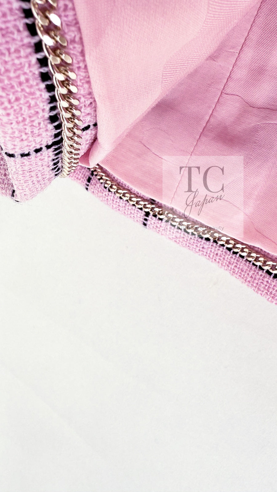 シャネル トップス ジレ ベスト CHANEL ピンク チェック ウール