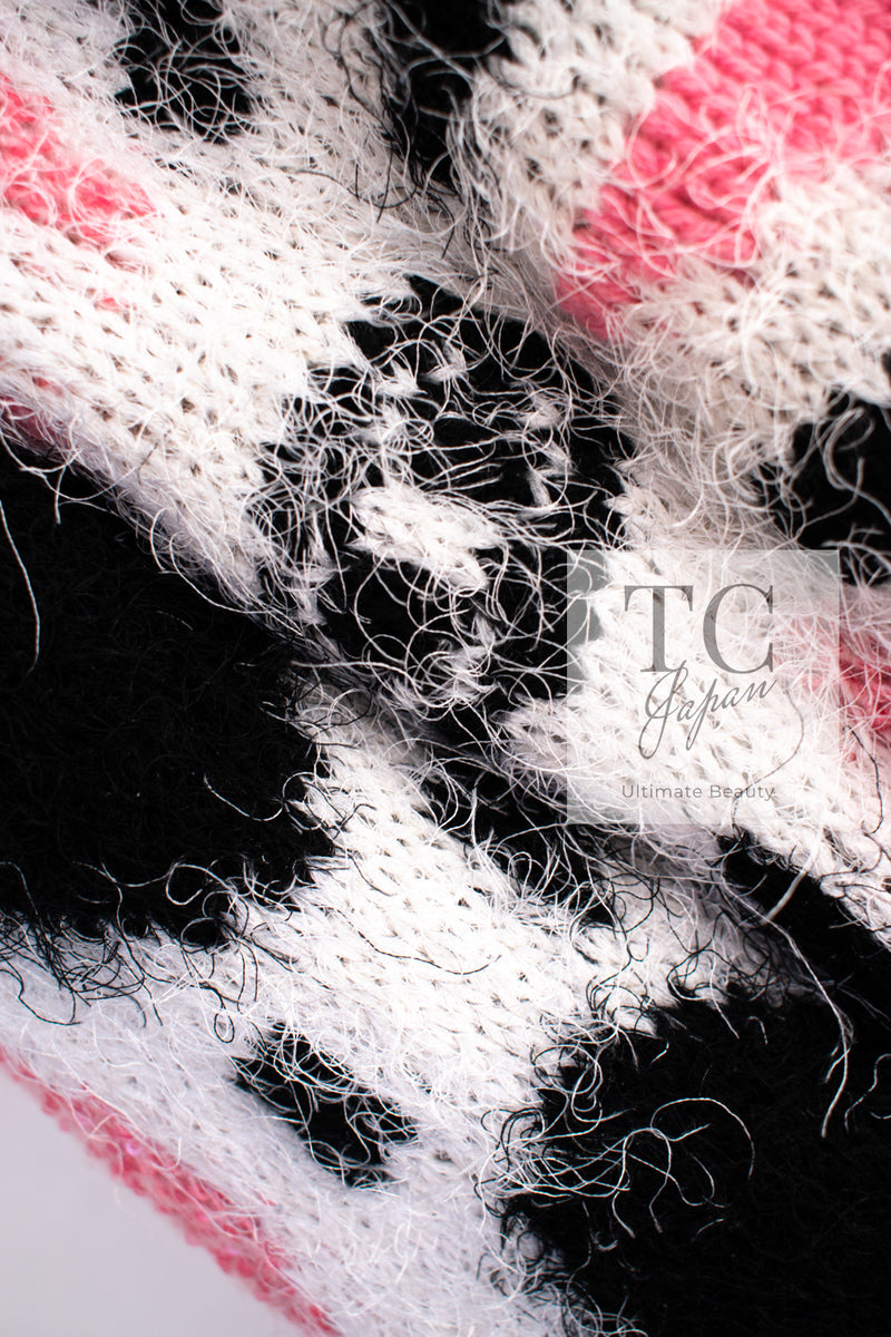 CHANEL 23A White Pink Black CC Logo Cashmere Silk Knit Sweater 38 40 シャネル ホワイト ピンク ブラック ココマーク カシミヤ シルク ニット セーター 即発