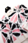 CHANEL 23A White Pink Black CC Logo Cashmere Silk Knit Sweater 38 40 シャネル ホワイト ピンク ブラック ココマーク カシミヤ シルク ニット セーター 即発