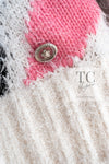 CHANEL 23A White Pink Black CC Logo Cashmere Silk Knit Sweater 38 40 シャネル ホワイト ピンク ブラック ココマーク カシミヤ シルク ニット セーター 即発