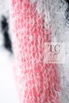 CHANEL 23A White Pink Black CC Logo Cashmere Silk Knit Sweater