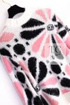 CHANEL 23A White Pink Black CC Logo Cashmere Silk Knit Sweater