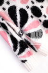 CHANEL 23A White Pink Black CC Logo Cashmere Silk Knit Sweater