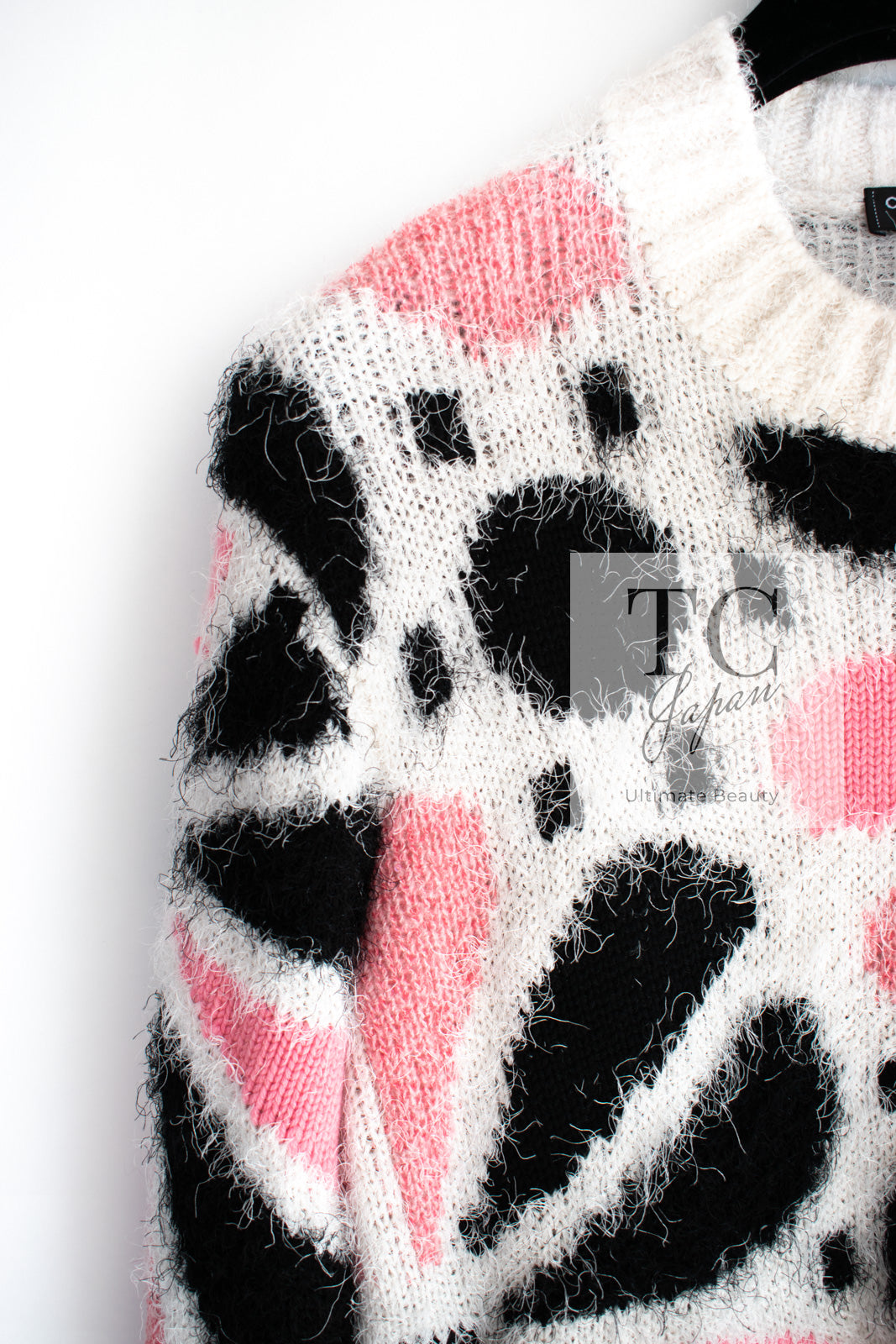 CHANEL 23A White Pink Black CC Logo Cashmere Silk Knit Sweater 38 40 シャネル ホワイト ピンク ブラック ココマーク カシミヤ シルク ニット セーター 即発