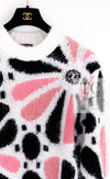 CHANEL 23A White Pink Black CC Logo Cashmere Silk Knit Sweater 38 40 シャネル ホワイト ピンク ブラック ココマーク カシミヤ シルク ニット セーター 即発