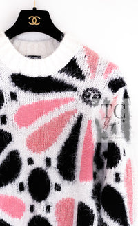 CHANEL 23A White Pink Black CC Logo Cashmere Silk Knit Sweater 38 40 シャネル ホワイト ピンク ブラック ココマーク カシミヤ シルク ニット セーター 即発