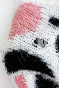 CHANEL 23A White Pink Black CC Logo Cashmere Silk Knit Sweater 38 40 シャネル ホワイト ピンク ブラック ココマーク カシミヤ シルク ニット セーター 即発