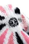 CHANEL 23A White Pink Black CC Logo Cashmere Silk Knit Sweater 38 40 シャネル ホワイト ピンク ブラック ココマーク カシミヤ シルク ニット セーター 即発