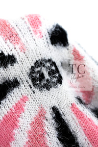 CHANEL 23A White Pink Black CC Logo Cashmere Silk Knit Sweater 38 40 シャネル ホワイト ピンク ブラック ココマーク カシミヤ シルク ニット セーター 即発