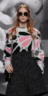CHANEL 23A White Pink Black CC Logo Cashmere Silk Knit Sweater