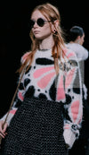CHANEL 23A White Pink Black CC Logo Cashmere Silk Knit Sweater