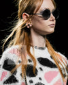 CHANEL 23A White Pink Black CC Logo Cashmere Silk Knit Sweater