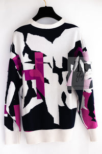 CHANEL 21PS Ivory White Magenta Pink Coco Mark Cashmere Knit Sweater 34 36 38 シャネル アイボリーホワイト マゼンタピンク ココマーク カシミヤ 100% ニット セーター 即発