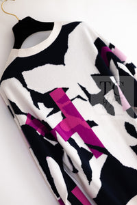 CHANEL 21PS Ivory White Magenta Pink Coco Mark Cashmere Knit Sweater 34 36 38 シャネル アイボリーホワイト マゼンタピンク ココマーク カシミヤ 100% ニット セーター 即発