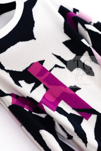 CHANEL 21PS Ivory White Magenta Pink Coco Mark Cashmere Knit Sweater 34 36 38 シャネル アイボリーホワイト マゼンタピンク ココマーク カシミヤ 100% ニット セーター 即発