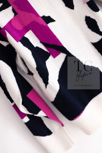 CHANEL 21PS Ivory White Magenta Pink Coco Mark Cashmere Knit Sweater 34 36 38 シャネル アイボリーホワイト マゼンタピンク ココマーク カシミヤ 100% ニット セーター 即発
