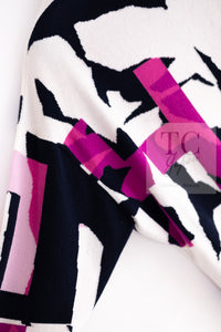 CHANEL 21PS Ivory White Magenta Pink Coco Mark Cashmere Knit Sweater 34 36 38 シャネル アイボリーホワイト マゼンタピンク ココマーク カシミヤ 100% ニット セーター 即発