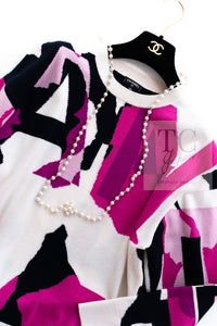 CHANEL 21PS Ivory White Magenta Pink Coco Mark Cashmere Knit Sweater 34 36 38 シャネル アイボリーホワイト マゼンタピンク ココマーク カシミヤ 100% ニット セーター 即発
