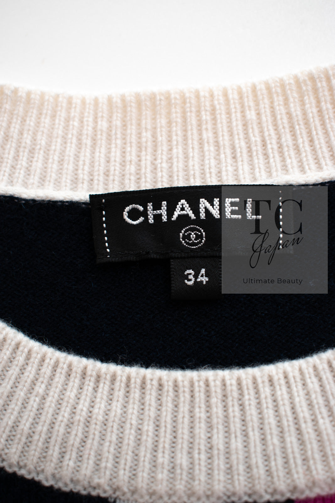 CHANEL 21PS Ivory White Magenta Pink Coco Mark Cashmere Knit Sweater 34 36 38 シャネル アイボリーホワイト マゼンタピンク ココマーク カシミヤ 100% ニット セーター 即発